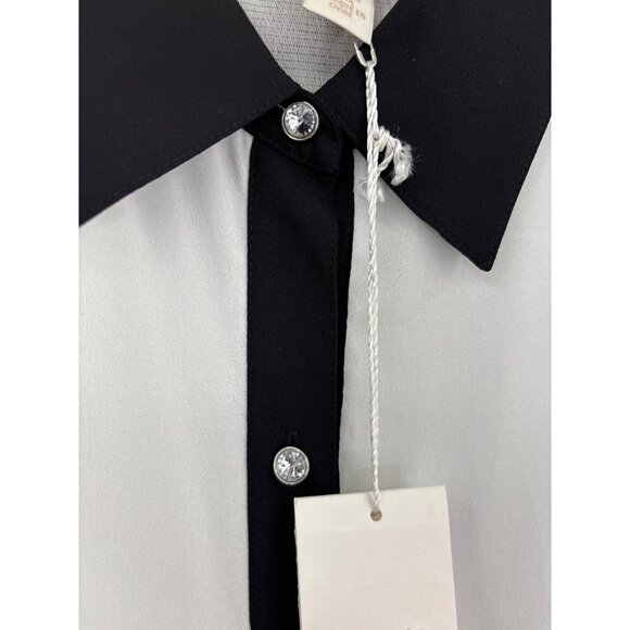 Chico's Colorblock Lace Jewel Button Down Long Sleeve Blouse Shirt 3 (16) XL NEW - Picture 4 of 9